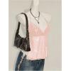 image:imageMakeMeChic Womens Glitter Sequin Mesh Sheer Halter Top Summer Tie Backless Y2K Concert Crop TopsPink