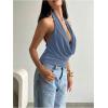 image:imageMakeMeChic Womens Going Out Halter Tops Backless Y2k Cowl Neck Tops Rave OutfitsDusty Blue