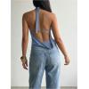 image:imageMakeMeChic Womens Going Out Halter Tops Backless Y2k Cowl Neck Tops Rave OutfitsDusty Blue