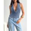 image:imageMakeMeChic Womens Going Out Halter Tops Backless Y2k Cowl Neck Tops Rave OutfitsDusty Blue