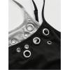 image:imageMakeMeChic Womens Grommet Eyelet Halter Tops Tie Backless Summer Punk Party Crop Tank TopsBlack
