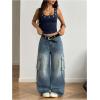 image:imageMakeMeChic Womens Grommet Eyelet Tank Top Grunge Sleeveless Punk Y2K Crop TopsBlue