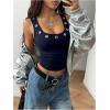 image:imageMakeMeChic Womens Grommet Eyelet Tank Top Grunge Sleeveless Punk Y2K Crop TopsBlue