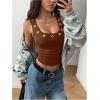 image:imageMakeMeChic Womens Grommet Eyelet Tank Top Grunge Sleeveless Punk Y2K Crop TopsBrown