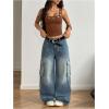 image:imageMakeMeChic Womens Grommet Eyelet Tank Top Grunge Sleeveless Punk Y2K Crop TopsBrown