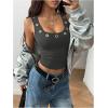 image:imageMakeMeChic Womens Grommet Eyelet Tank Top Grunge Sleeveless Punk Y2K Crop TopsGrey