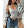image:imageMakeMeChic Womens Grommet Eyelet Tank Top Grunge Sleeveless Punk Y2K Crop TopsLight Grey
