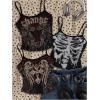 image:imageMakeMeChic Womens Grunge Goth Top 3 Pack Punk Y2k Crop Spaghetti Strap Fitted CamisoleMulticolor