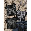 image:imageMakeMeChic Womens Grunge Goth Top 3 Pack Punk Y2k Crop Spaghetti Strap Fitted CamisoleMulticolor B