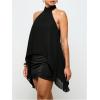 image:imageMakeMeChic Womens Halter Going Out Top Sleeveless Asymmetrical Hem Y2K Party Tank TopsBlack