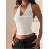 image:imageMakeMeChic Womens Halter Top Draped Neck Backless Y2k Sleeveless Crop Tank Tops Party ClubwearWhite