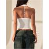 image:imageMakeMeChic Womens Halter Top Draped Neck Backless Y2k Sleeveless Crop Tank Tops Party ClubwearWhite