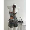 image:imageMakeMeChic Womens Halter Top Ring Linked Tie Backless Boho Bandana TopsMulticolor