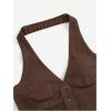 image:imageMakeMeChic Womens Halter Tops Crop Corduroy Button Down Sleeveless Going Out Corset TopBrown