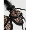 image:imageMakeMeChic Womens Halter Tops Fall Y2K Cheetah Print Faux Fur Bow Backless Crop TopsBlack