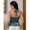 image:imageMakeMeChic Womens Halter Tops Paisley Print Tie Backless Metal Split Sleeveless Boho TankMulticolor