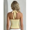 image:imageMakeMeChic Womens Halter Tops Sleeveless Backless Crop Summer Tank TopsYellow