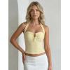 image:imageMakeMeChic Womens Halter Tops Sleeveless Backless Crop Summer Tank TopsYellow
