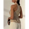 image:imageMakeMeChic Womens Halter Tops White Going Out Backless Cute Summer Criss Cross Classy Night Out TopsApricot Solid