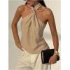 image:imageMakeMeChic Womens Halter Tops White Going Out Backless Cute Summer Criss Cross Classy Night Out TopsApricot Solid