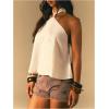 image:imageMakeMeChic Womens Halter Tops White Going Out Backless Cute Summer Criss Cross Classy Night Out TopsBeige