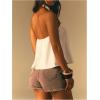 image:imageMakeMeChic Womens Halter Tops White Going Out Backless Cute Summer Criss Cross Classy Night Out TopsBeige