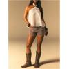 image:imageMakeMeChic Womens Halter Tops White Going Out Backless Cute Summer Criss Cross Classy Night Out TopsBeige