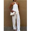 image:imageMakeMeChic Womens Halter Tops White Going Out Backless Cute Summer Criss Cross Classy Night Out TopsWhite
