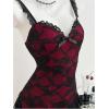 image:imageMakeMeChic Womens Lace Camisole Tops Ruffle Sleeveless Fitted Y2k Party Club Tank TopRed