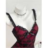 image:imageMakeMeChic Womens Lace Camisole Tops Ruffle Sleeveless Fitted Y2k Party Club Tank TopRed