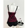 image:imageMakeMeChic Womens Lace Camisole Tops Ruffle Sleeveless Fitted Y2k Party Club Tank TopRed
