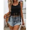 image:imageMakeMeChic Womens Lace Fringe Tank Top Scoop Neck Sleeveless Summer Boho Crop TopsBlack