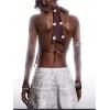 image:imageMakeMeChic Womens Lace Halter Tops Asymmetrical Backless Satin Sleeveless Going Out Tank TopMulticolor