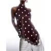 image:imageMakeMeChic Womens Lace Halter Tops Asymmetrical Backless Satin Sleeveless Going Out Tank TopMulticolor