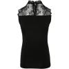 image:imageMakeMeChic Womens Lace Mock Neck Tank Tops Sleeveless Scallop Fitted Dressy TopBlack
