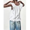 image:imageMakeMeChic Womens Lace Ruffle Sleeveless Tank V Neck Split Hem Summer TopsWhite