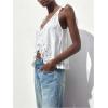 image:imageMakeMeChic Womens Lace Ruffle Sleeveless Tank V Neck Split Hem Summer TopsWhite