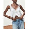 image:imageMakeMeChic Womens Lace Ruffle Sleeveless Tank V Neck Split Hem Summer TopsWhite