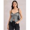 image:imageMakeMeChic Womens Lace Spaghetti Strap Camisole Top Sleeveless Split Summer Tank TopsGrey