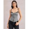 image:imageMakeMeChic Womens Lace Spaghetti Strap Camisole Top Sleeveless Split Summer Tank TopsGrey