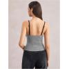image:imageMakeMeChic Womens Lace Spaghetti Strap Camisole Top Sleeveless Split Summer Tank TopsGrey
