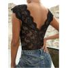 image:imageMakeMeChic Womens Lace Top Open Back V Neck Sexy Tank Tops Summer Going Out TopsBlack B