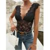 image:imageMakeMeChic Womens Lace Top Open Back V Neck Sexy Tank Tops Summer Going Out TopsBlack B