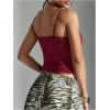 image:imageMakeMeChic Womens Lace Trim Cami Top Cowl Neck Spaghetti Strap Fitted Y2k Party TopsBurgundy