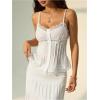 image:imageMakeMeChic Womens Lace Trim Camisole Button Front Sleeveless Going Out TopsWhite