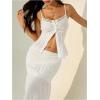 image:imageMakeMeChic Womens Lace Trim Camisole Button Front Sleeveless Going Out TopsWhite