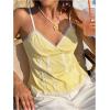image:imageMakeMeChic Womens Lace V Neck Camisole Spaghetti Strap Backless Summer Tank TopsYellow