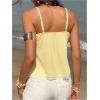 image:imageMakeMeChic Womens Lace V Neck Camisole Spaghetti Strap Backless Summer Tank TopsYellow