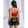 image:imageMakeMeChic Womens Leather Corset Tops Zip Up Backless Gothic Punk Y2k Halter Crop TopRed