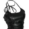 image:imageMakeMeChic Womens Leather Halter Tops Backless Ruched Fitted Country Concert Tank TopBlack